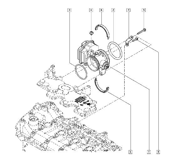 Дроссельная заслонка двигателя F4R (2.0л)