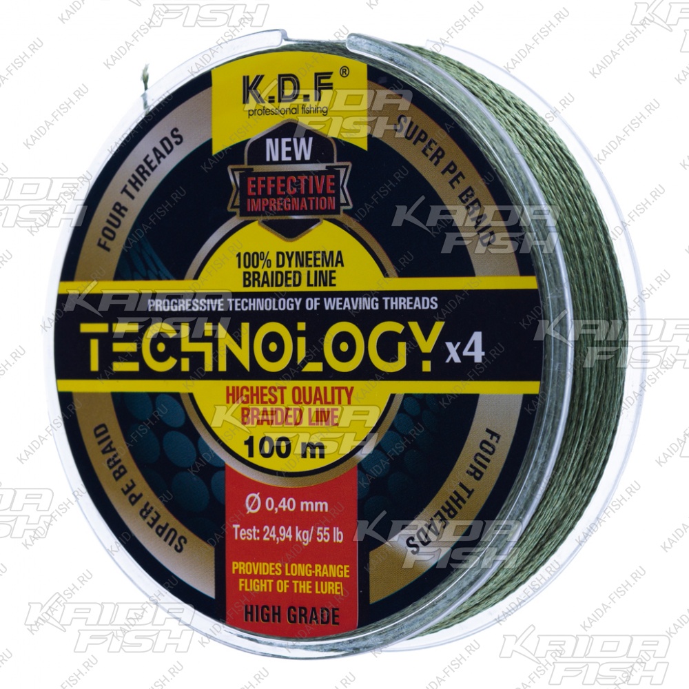 Плетёная леска KDF Technology 0,20 мм, 100 метров, 10,98 кг