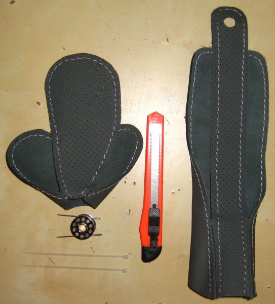  Накладки кожаные на ручку АКПП и ручку ручного тормоза Hyundai Accent АТ4-АТ5, серые 